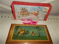 Vintage Christmas Box & Wisemen Plaque