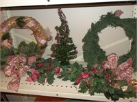 Pink Trimmed Christmas Wreaths, Garland & Tree