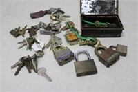 Locks & Keys & Vintage Tin Box