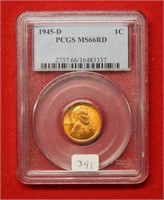 1945 D Lincoln Wheat Cent PCGS MS66 RD