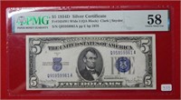 1934 D $5 Silver Certificate PMG 58