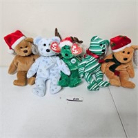 (5) Christmas TY Teddy Bear W/ Tags