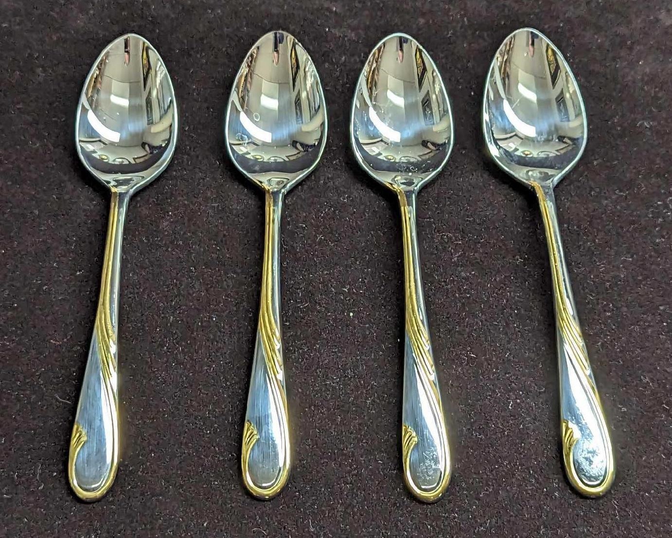 4 Retired Gorham Golden Swirl Teaspoons B