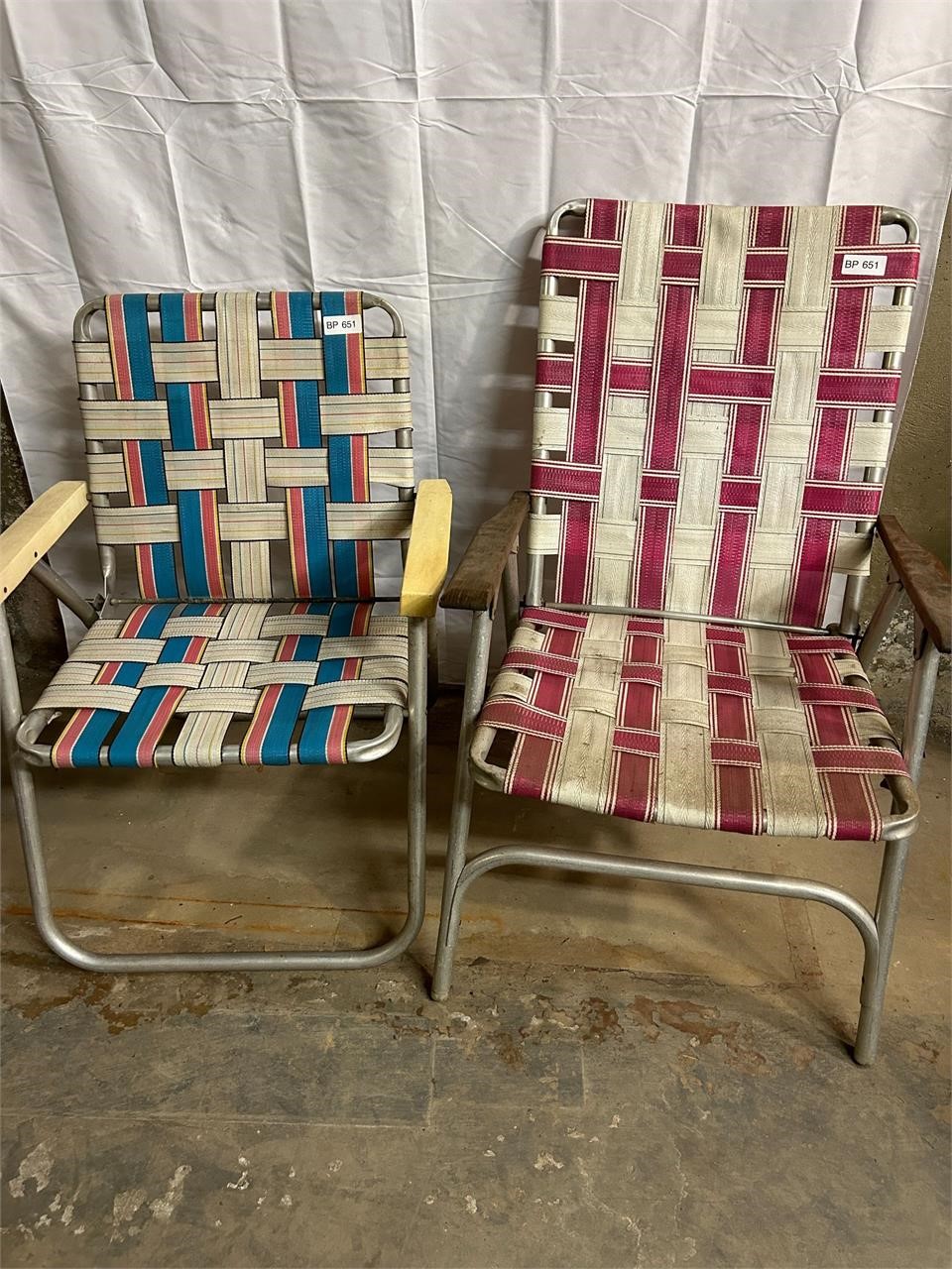 Lot of Two VTG Aluminum Lawn Chair w/ Webbing