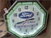 Ford Neon Octagon Dealer Clock