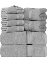 NEW $35 Towels Set of 8 Pcs Cool Grey