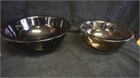 Set of 2 Pyrex Brown Mixing Bowls