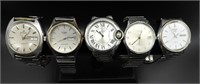 (5) SLIVER TONE MENS WATCHES