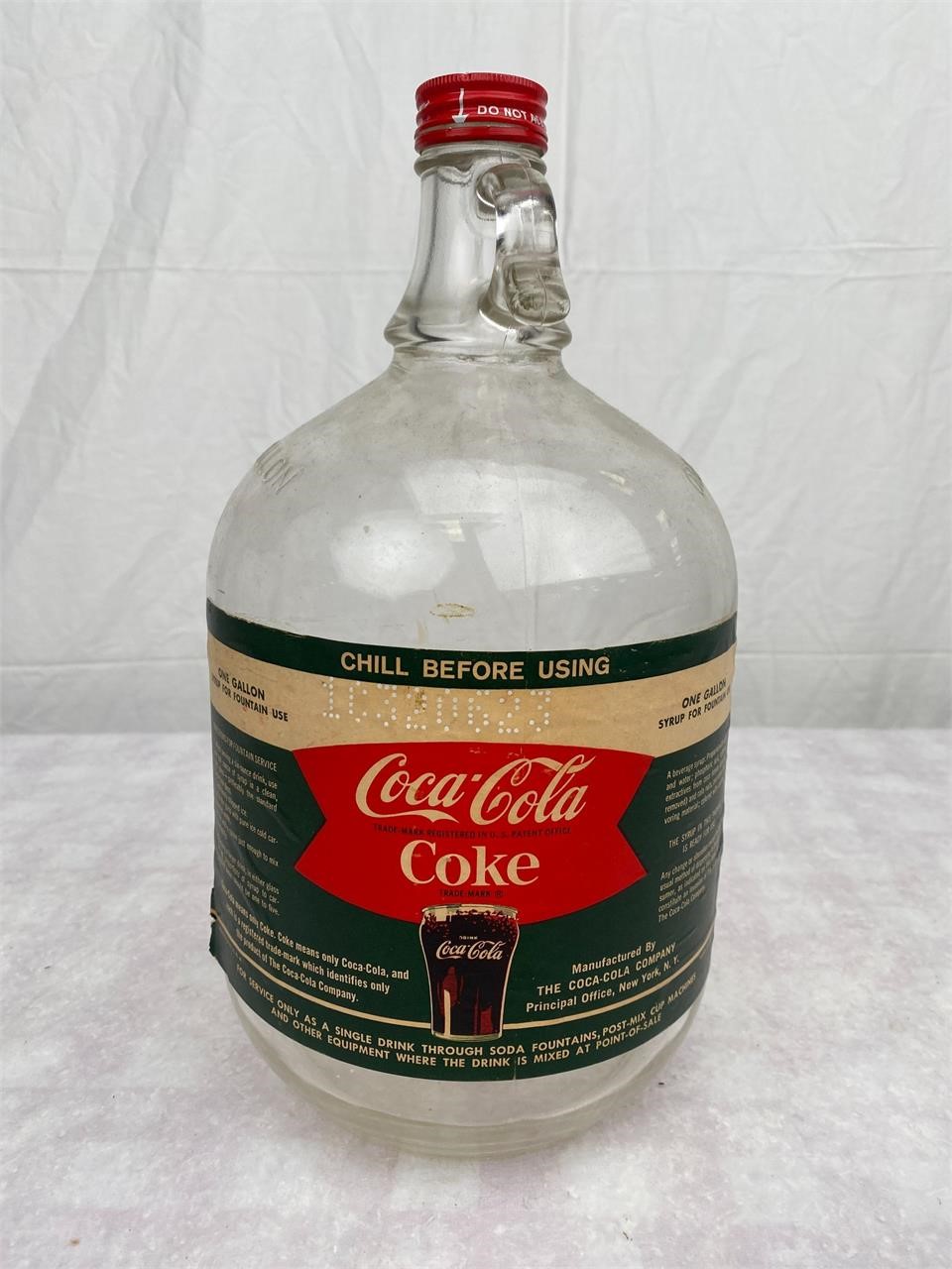 1960s Coca-Cola 1 gal Glass Syrup Bottle