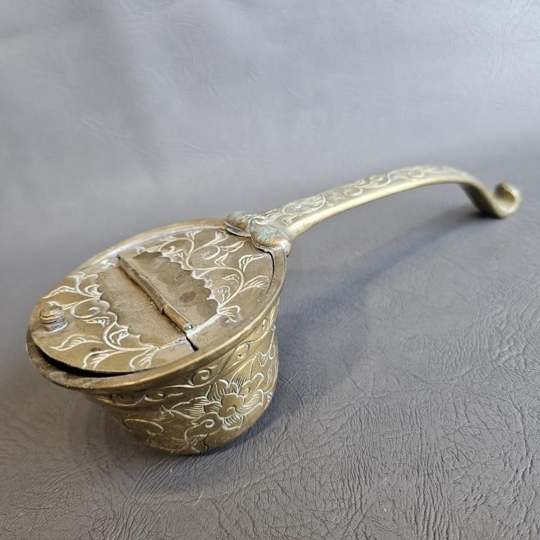 Odd Brass Container w/Handle -Incense, Candle