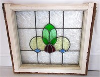 Antique Stained Glass Window 27.5" x 25"