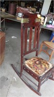 Antique Old Oak Highback Rocking Chair G
