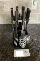 Kitchen utensils and rack