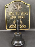 Metal "Time to Wine and Dine" with Bell Wall Decor
