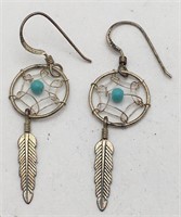 Sterling Silver Dream Catcher Earrings