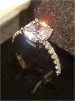 14K Gold Plated Cushion cut Sparkle Halo Ring