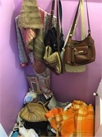 Contents Of Closet Purses, Blankets, Clothing