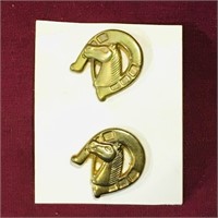 Pair Of Brass Horse Buttons (Vintage)