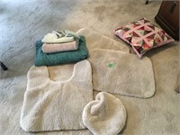 bath towels, mats, pillow