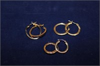 3 pairs of 14kt yellow gold Hoop Earrings