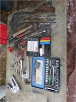 Socket set, vise grips, misc. tools