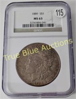 1889 Morgan Dollar, MS63 NGC