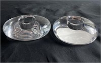 Pair of Orrefors crystal lightstone river rock