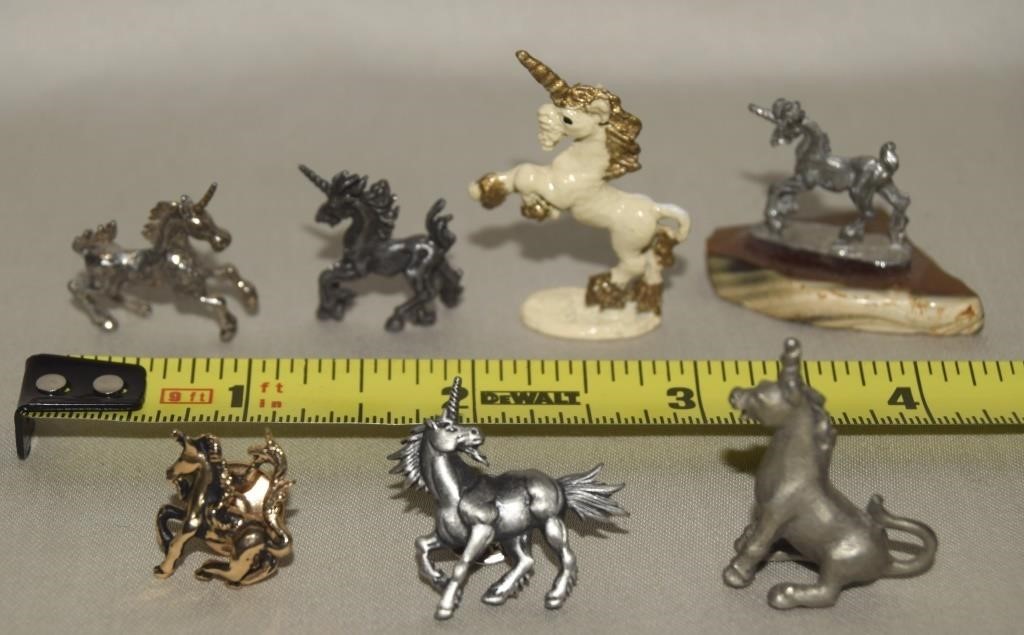 (7) Miniature Unicorn Figures incl. (2) Pins
