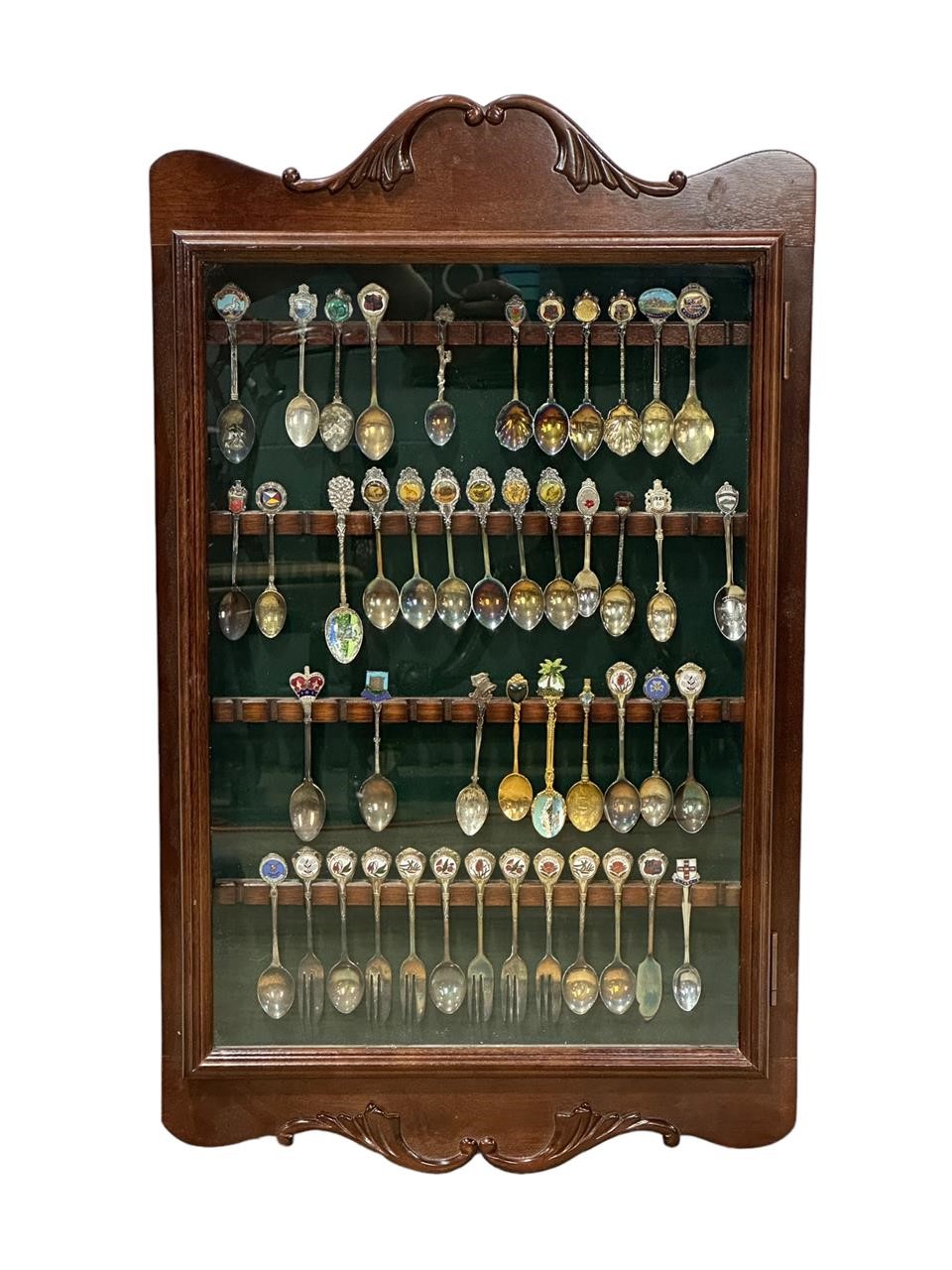 46 Souvenir Spoons in Display Case