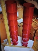 2 tall red vases