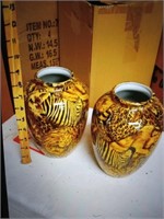 2 safari style glass  vases