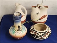 FOUR PIECES OF NATIVE AMERICAN POTTERY