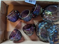 (5) Mugs & (4) Bowls Carnival Glass
