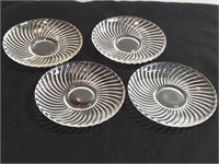 4pc Vintage Glass Saucers 4" Swirl