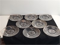 8pc Federal Glass Silvered Gilded Saucers. 7