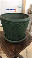 Monmouth pottery Jardiniere and water pan. Pan is