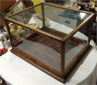 Antique oak display general store cabinet