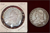 2pc 1827 Capped Half Dollar Bust (1) is curled