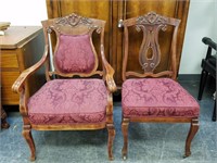 LADIES & GENTS FIGURAL UPHOLSTERED ARM CHAIRS