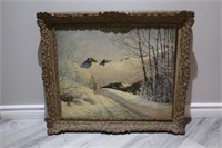 Framed painting on canvas circa 1940