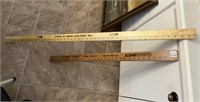 Lot of 2 VINTAGE wood rulers 48” & 36” Advertising