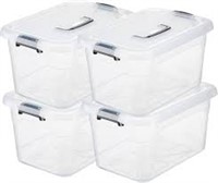 4 Pack Clear Plastic Storage Latch Box Stackable