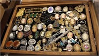 Display Case w/ Cameos, Shoe Buckles, Assorted