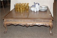 Ornate Carved Large Claw Foot Coffee Table