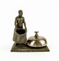 Cast Metal Bell Ringer And Matchstick Holder