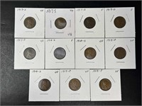 1917-19 P,D,S Lincoln Cents VG-XF (11 coins)