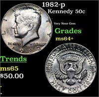 1982-p Kennedy Half Dollar 50c Grades Choice+ Unc