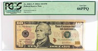 Coin 2004A  $10 Federal Reserve Note PCGS 66PPQ