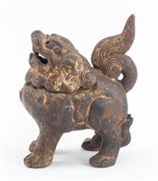 Chinese Covered Cast Iron Foo Lion Censer