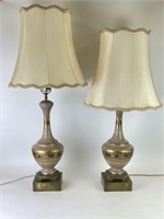 Pair of Vintage Painted Lamps with Shades